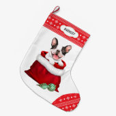 Snowflake Border French Bulldog Gift Surprise Grote Kerstsok (Voorkant (Hangend))