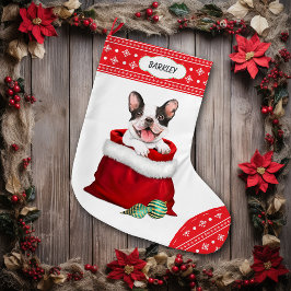 Snowflake Border French Bulldog Gift Surprise Grote Kerstsok