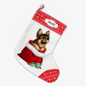 Snowflake Border German Shepherd Dog Gift Surprise Grote Kerstsok (Voorkant (Hangend))