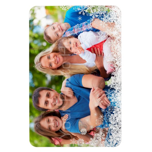 Snowflake Border Holiday Foto Magneet (Verticaal)