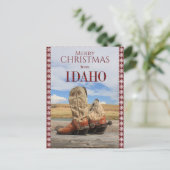 Snowflake Border Idaho Cowboy Boots Kerstmis Feestdagenkaart (Staand voorkant)