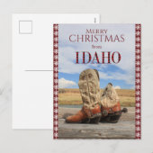 Snowflake Border Idaho Cowboy Boots Kerstmis Feestdagenkaart (Voorkant / Achterkant)