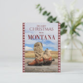 Snowflake Border Montana Cowboy Laarzen Kerstmis Feestdagenkaart (Staand voorkant)