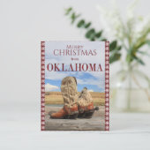 Snowflake Border Oklahoma Cowboy Boots kerst Feestdagenkaart (Staand voorkant)