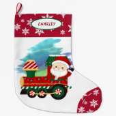Snowflake Border Santa Claus Locomotive Grote Kerstsok (Voorkant)