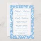 Snowflake Border Winter Wonderland Sweet 16 Blue Kaart (Voorkant)