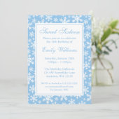 Snowflake Border Winter Wonderland Sweet 16 Blue Kaart (Staand voorkant)