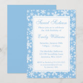 Snowflake Border Winter Wonderland Sweet 16 Blue Kaart (Voorkant / Achterkant)