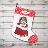 Snowflake Border Yorkie Gift Surprise Grote Kerstsok