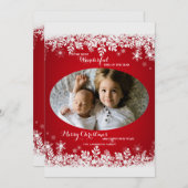 Snowflake Borders Photo Holiday Card Feestdagenkaart (Voorkant / Achterkant)