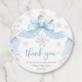 Snowflake Bow baby shower Bedankjes Labels (Voorkant)