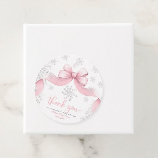 Snowflake Bow baby shower Bedankjes Labels (In situ)