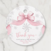 Snowflake Bow baby shower Bedankjes Labels (Voorkant)