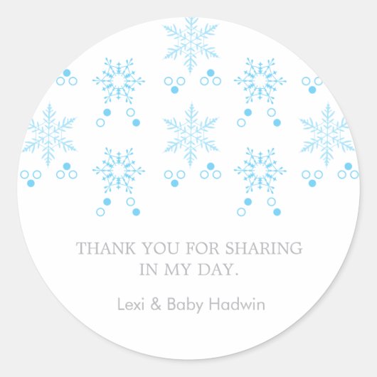Snowflake | Boy Baby shower Favor Sticker (Voorkant)
