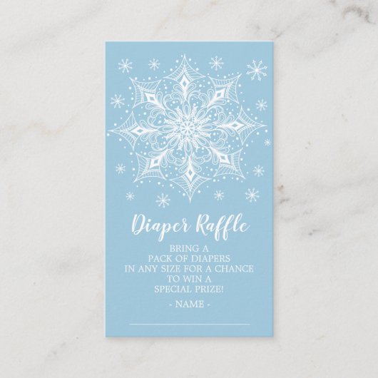 Snowflake Boys Baby shower Luier Raffle Ticket Informatiekaartje (Voorkant)