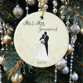 Snowflake Bride Groom trouwde net met de heer Mrs Keramisch Ornament