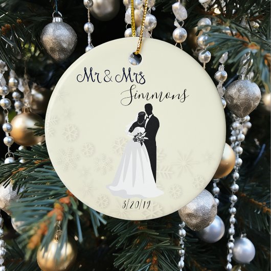 Snowflake Bride Groom trouwde net met de heer Mrs  Keramisch Ornament