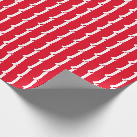 Snowflake brief Cute red & white monogram Cadeaupapier (Hoek)