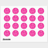 Snowflake Bright roze kerstscript naam Ronde Sticker (Vel)