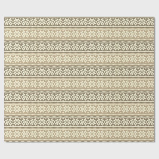 Snowflake Brown Nordic Knit Sweater Pattern Cadeaupapier (Vlak)