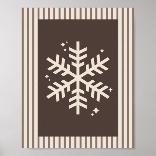 Snowflake Brown Striped Poster (Voorkant)