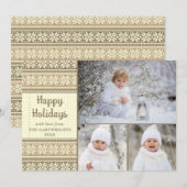 Snowflake Brown Sweater 3 Foto's Aangepaste groet Feestdagenkaart (Voorkant / Achterkant)