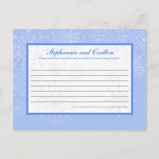 Snowflake Bruiloft schrijfbaar advies Kaart (Voorkant)