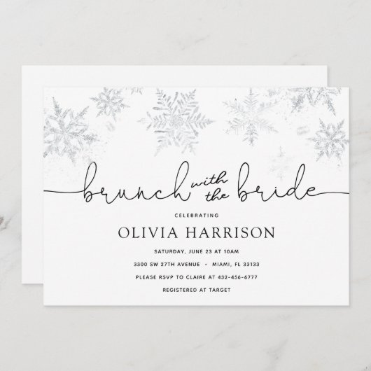 Snowflake Brunch met de bride Shower Kaart (Voorkant / Achterkant)