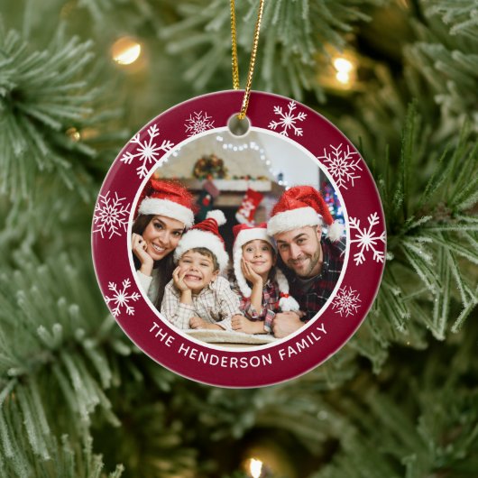 Snowflake Burgundy Geweldige tijd van het Jaar Keramisch Ornament (Boom)