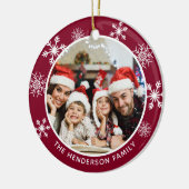 Snowflake Burgundy Geweldige tijd van het Jaar Keramisch Ornament (Links)