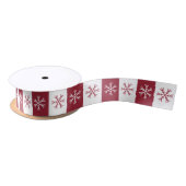 Snowflake Burgundy White Stripe Kerstmis Satijnen Lint (Spoel)