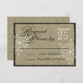 Snowflake Burlap Look Response Kaart (Voorkant / Achterkant)