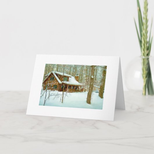 Snowflake Cabin Card Feestdagen Kaart (Voorkant)