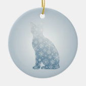 Snowflake Cat Christmas Winter Cat Silhouette  Keramisch Ornament (Voorkant)