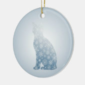 Snowflake Cat Christmas Winter Cat Silhouette  Keramisch Ornament (Links)