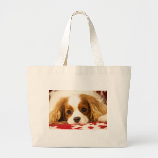 Snowflake Cavalier King Charles Spaniel Grote Tote Bag (Voorkant)