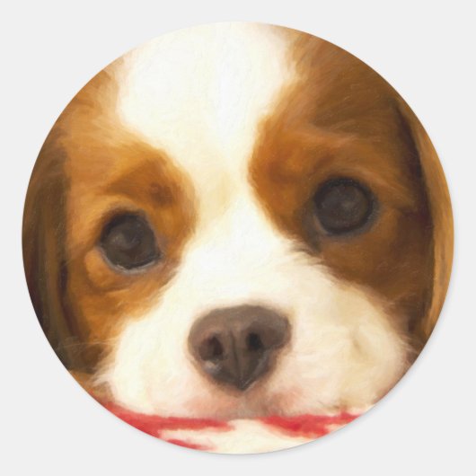 Snowflake Cavalier King Charles Spaniel Ronde Sticker (Voorkant)