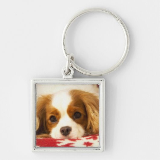 Snowflake Cavalier King Charles Spaniel Sleutelhanger (Voorkant)