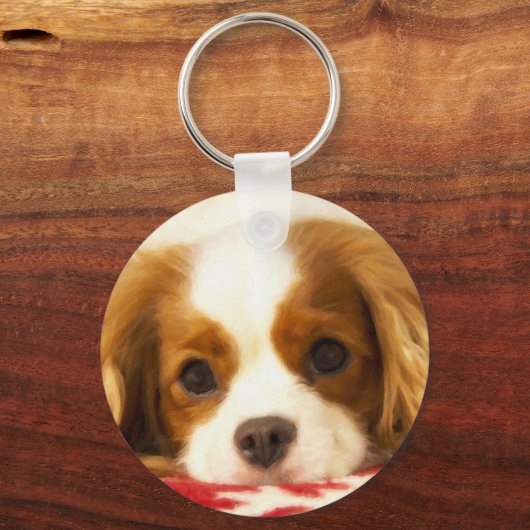Snowflake Cavalier King Charles Spaniel Sleutelhanger (Voorkant)