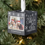 Snowflake Chalkboard prachtige tijd van het jaar Decoratie<br><div class="desc">Prachtige vakantievorming op basis van typografie. "Het is de mooiste tijd van het jaar" staat in witte,  met de hand geschreven typografie op een achtergrond van een kool grijs krijt,  voorzien van witte sneeuwvlokken met een familiefoto.</div>