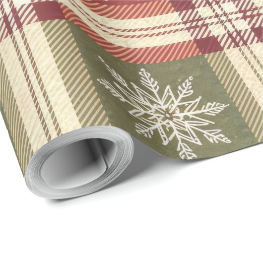 Snowflake Check Cadeaupapier (Rol Hoek)