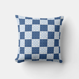 Snowflake Checkerboard Blue en White Pillow Kussen