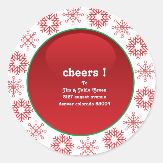 Snowflake cheer - Adresetiketten Ronde Sticker (Voorkant)