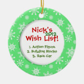 Snowflake Child's Wish List Keramisch Ornament (Voorkant)
