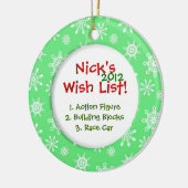Snowflake Child's Wish List Keramisch Ornament (Links)