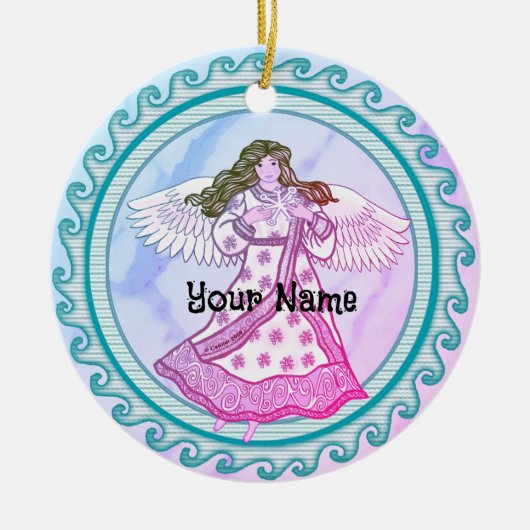 Snowflake Christelijke angel Keramisch Ornament (Voorkant)