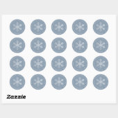 Snowflake Christmas Dusty Blue Elegant Faux Silver Ronde Sticker (Vel)