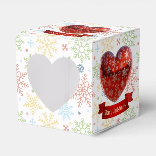 Snowflake Christmas Heart Window Favor Box Bedankdoosjes (Voorkant Zijde)