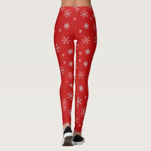 Snowflake Christmas Print Leggings voor feestdagen (Achterkant)
