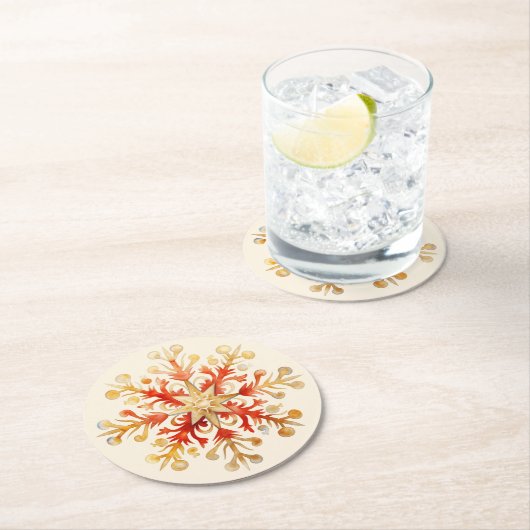 Snowflake Christmas Set of 6 Ronde Kartonnen Onderzetter (Insitu)